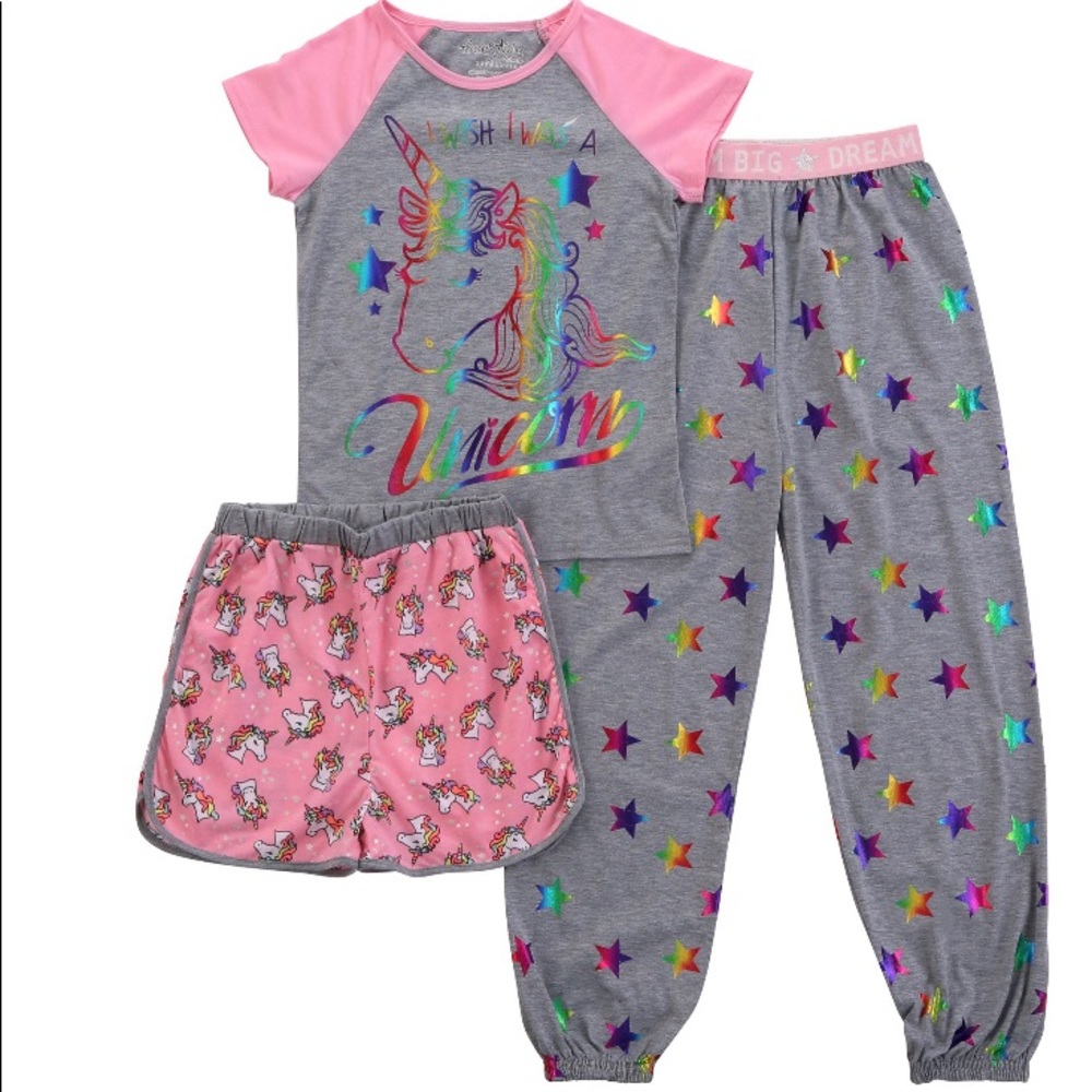 Girls 3 pc pj set unicorn size 12